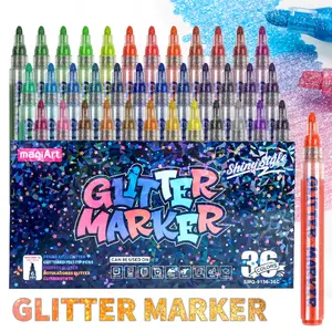 Glitter Markers Pen, Marker Pen Set, Art Markers, 12/24/36 Glitter Colors Metallic Shimmer Marker Fine Tip Water-based Ink for Student Adults DIY Crafts Greeting Birthday Cards Making Mugs Wood