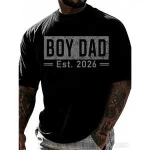 100% Cotton Men boy Dad Est 2026 Newborn Daddy Father Baby boy Son T-Shirt