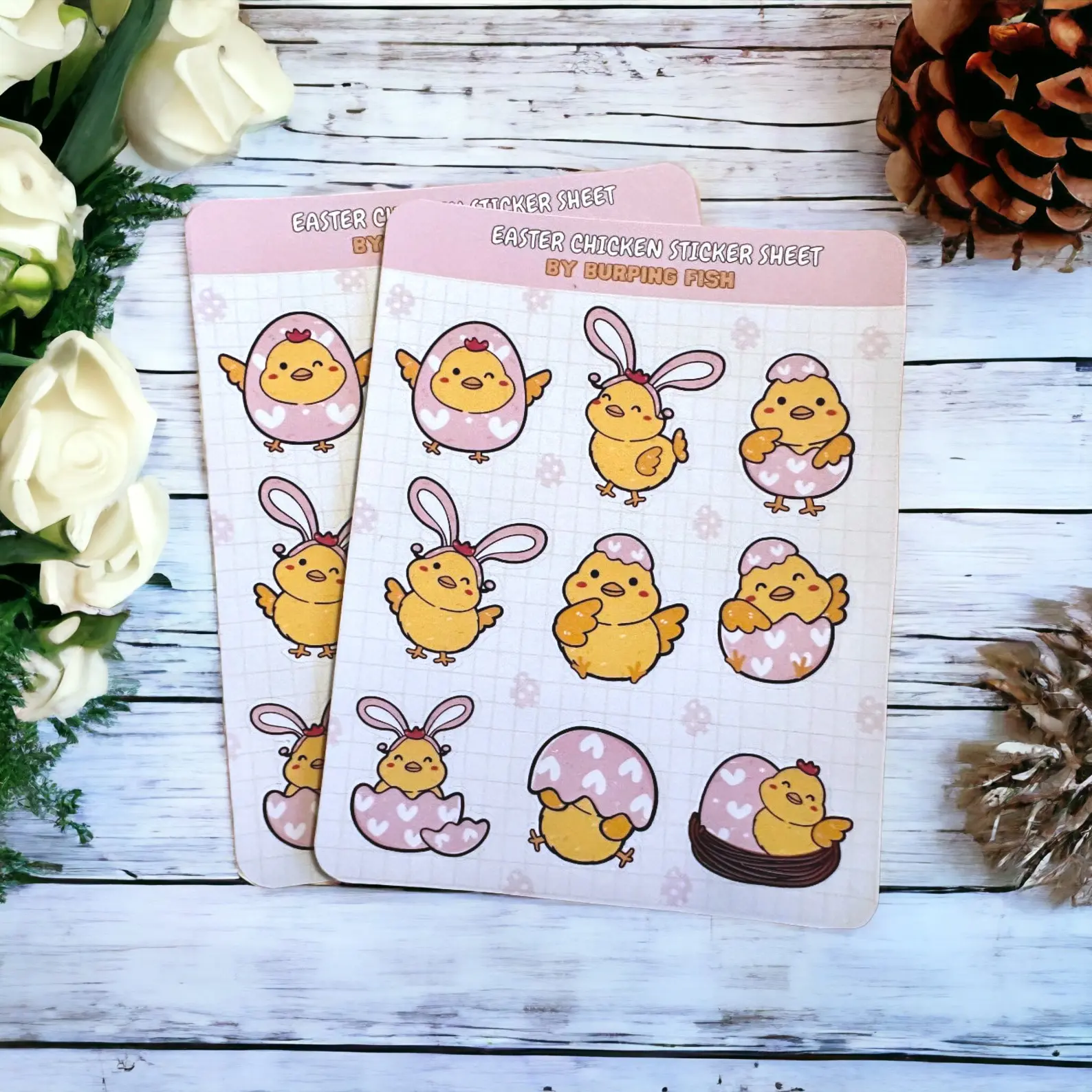 Easter Chicken Sticker Sheet - Decorative Vinyl & Laminated Stickers for Planner and Notebook with Cute and Colorful Illustrations durable car sticker