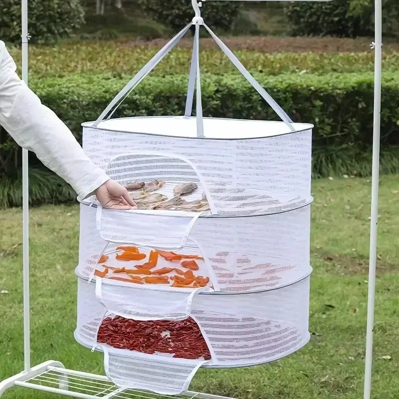 1-3 layer folding fishnet, non-toxic polyester net, 1 pc hanging drying net, suitable for fruit and vegetable herbs, with zip, Hangable - TikTok Shop 1-3 layer folding fishnet, non-toxic polyester net, 1 pc hanging drying net, suitable for fruit and vegetable herbs, with zip, Hangable - TikTok Shop