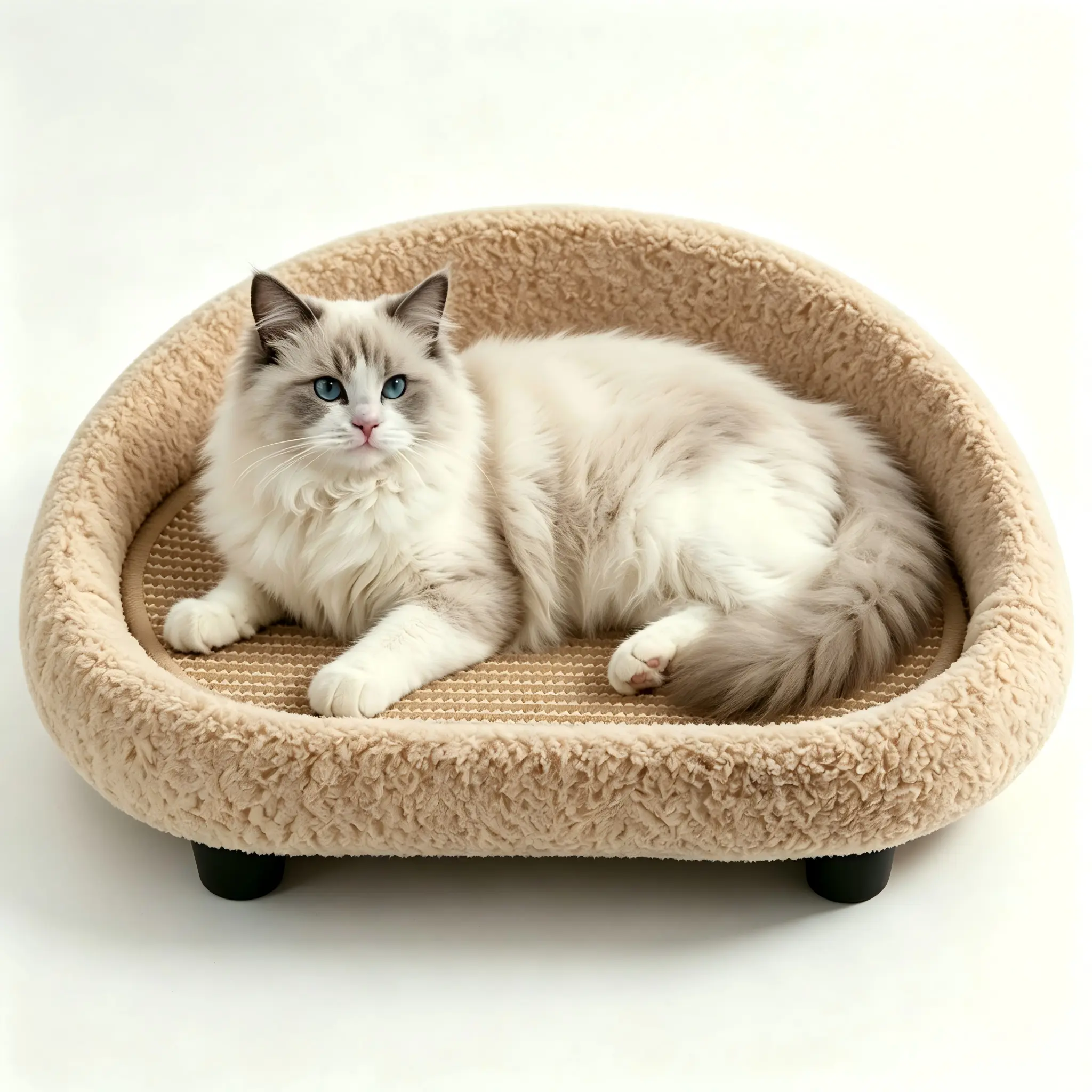 Sofa-Shaped Sisal Cat Scratcher Bed, Modern Durable Scratch-Resistant No-Shedding Surface, Space-Saving for Small Spaces, Playrooms & Balconies, Multi-Functional Claw Sharpener for Indoor Cats,Brown (24.0"×15.0"×7.1")