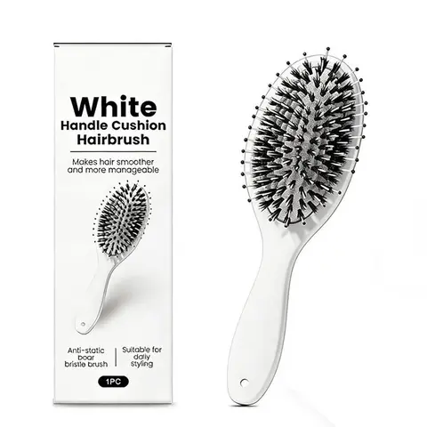 Boar-Nylon Bristle Wide Paddle Hair Brush with Ergonomic Design, Detangling, Anti-Frizz, Scalp Massage, Shine-Boosting, Conditioning, Growth Support, Wet/Dry Use, Portable Tool for All Hair Types