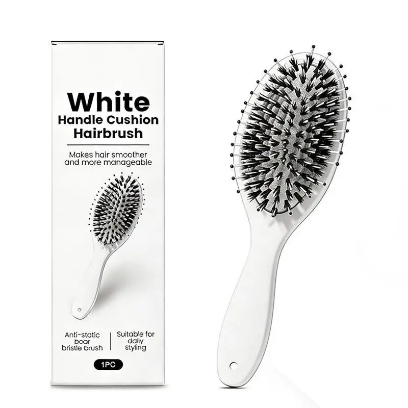 Detangling Paddle Brush with Boar & Nylon Bristles for Smoothing Frizz and Adding Shine - Portable Hair Care Tool with Scalp Massaging Tips for All Hair Types, Versatile, Hair Growth