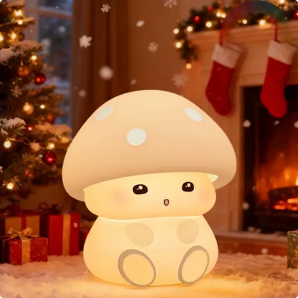 Portable MushroomNight Light for Kids Babies Rechargeable Tap Light with 7 RGB Colors Timer and Touch Control Safe & Soft for Your Baby
