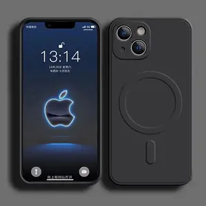 Liquid Silicone Case For iPhone 16 15 14 13 11 12 Pro Max Plus Phone Magnetic Wireless Charger For Magsafe Shockproof Back Cover