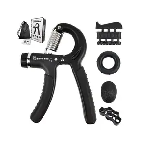 Adjustable Grip Strengthener with Resistance, Adjustable Grip Strength Training Device with 4 Exercise Tools - 5-Piece Set, Wrist Trainer, Forearm Grip Strengthener, Hand Exercise Squeezer, Grip Strength Training Device