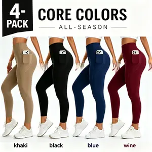 TCVC High Waist Black Leggings with Pockets, Tummy Control, Non-See-Through & Butt Lifting Yoga Pants, Versatile High-Waist Yoga Pants - Gym, Running & Daily Wear, Perfect for All Seasons Outfits Casual