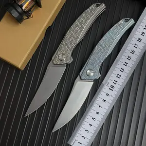 In Stock New Bear Quantum Dual Track Ceramic Bearing Titanium Handle Folding Knife Stonewashed Blade EDC Outdoor Survival Camping Hunting Pocket Knife Tool