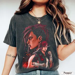 Comfort Colors© Vi Arcane T-Shirt, Unisex Vintage Streetwear Shirt, Anime Apparel fanmerch lol Merchandise Fan gift