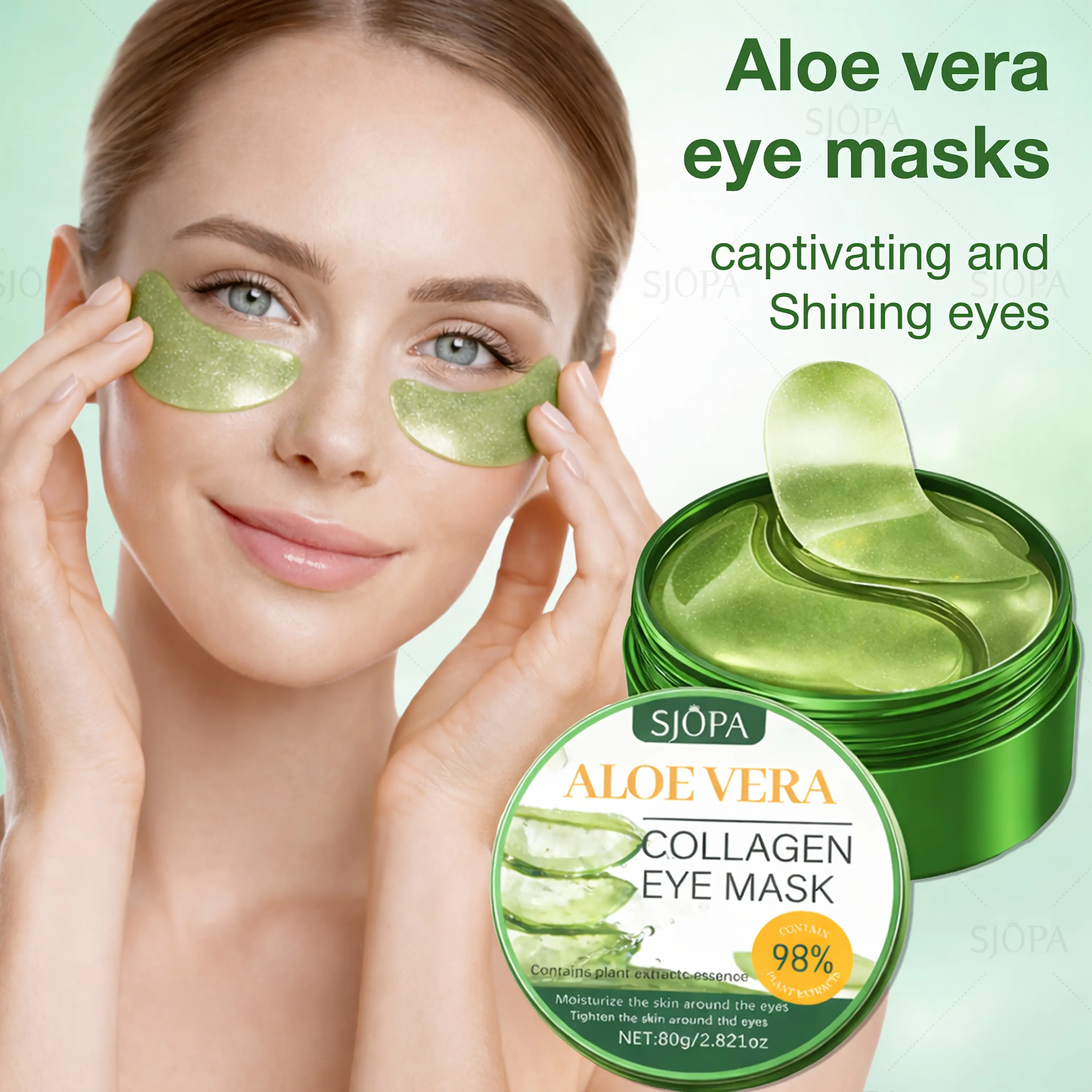 60pcs Instant Lift Aloe Collagen Eye Mask, Under-Eye Patches, Powerful Moisturizing, Cooling, Reduces Wrinkles, Reduces Dark Circles, Gel Eye Patches Suitable for Puffy Eyes and Dark Circles, Improves Sagging Skin Under the Eyes