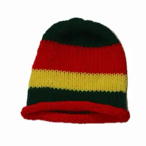 Jamaican Style Red Green & Gold Beanie - Acrylic Material for Warmth & Style - Versatile for Various Occasions