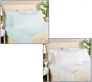 Home Reflections 2pk Double Brushed Sheet Sets w/ Extra Cases