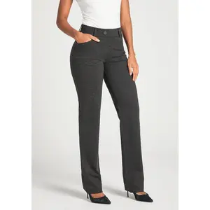 Betabrand 7 Pocket Dress Pant Yoga Pants Straight Leg Pull On Wrinkle Resistant - Charcoal (XS-XXL Regular, Petite, Long) Stretch Ponte Knit