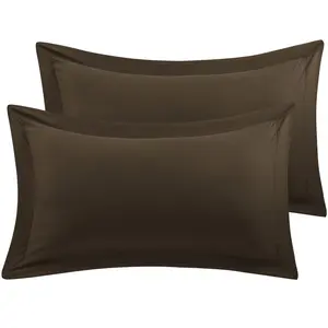 PiccoCasa 2 Pack Soft 1800 Series Brushed Microfiber Pillow Shams, 20x36 Inches Oxford Pillowcases Brown