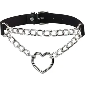 Pop Punk  Choker  Retro Steampunk Dark Goth Style Heart Chains Necklace for Women