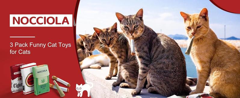 Nocciola 3 Pack Catnip Toys for Cats, Funny Cat Toys Filled with 100% Pure Organic Catnip, Safe Kitten Teething Chew and Kicker Toys, Stress Relieving Fun for Indoor Cats