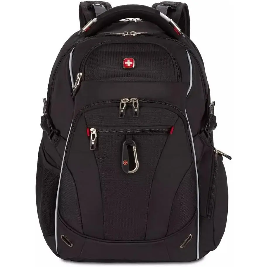 SwissGear Endure ScanSmart Athletic Soft Shell Laptop Backpack - TSA Approved, Adjustable Backpack Straps, Fits Most 17" Laptops, Multiple Pockets, Travel/School Use, Black/Black