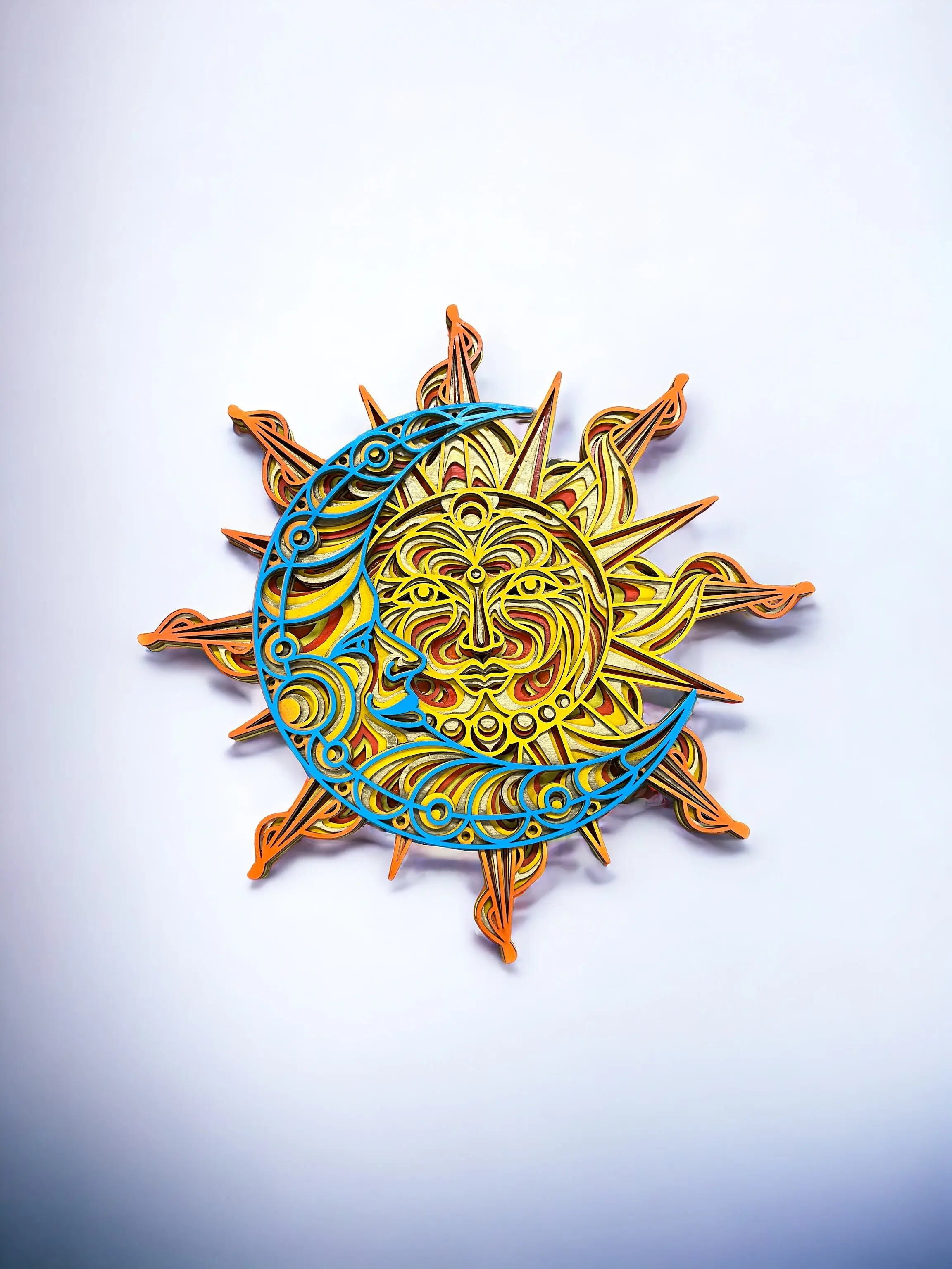 Wall Decoration Sun and Moon Layer Wood Art Mandala 3D Art Multilayer Art 2408