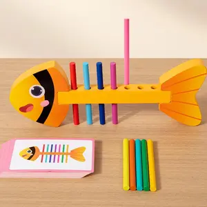 Wooden Fishbone Shape Sorter Toy, 1 Box Colorful Fish Body & Fishbone Matching Game, Educational Toy for Color Recognition