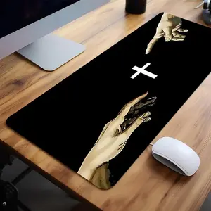 Creative Gesture & Cross Finger Pattern Extended Mouse Pad for Fall, Rectangle Gaming Keyboard Mouse Pads with Stitched Edge, Keyboard Pad, Work Desktop Accessories, Desk Accessory, Aesthetic, Vintage, Extended Mousepad