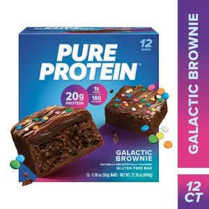 Pure Protein Bars, Galactic Brownie, 20g Protein, Gluten Free, 1.76 oz, 12 Ct