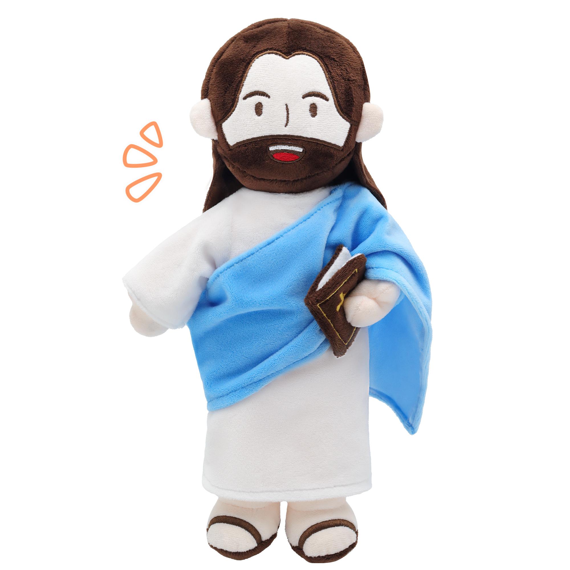 Yelakey Jesus Plush Speaks 20 of Jesus' Bible Verses and 3 of Bible Music Jesus Doll Stuffed Animal to Teach Suitable for Church Sunday School Religious Easter Gift ,OutdoorFun