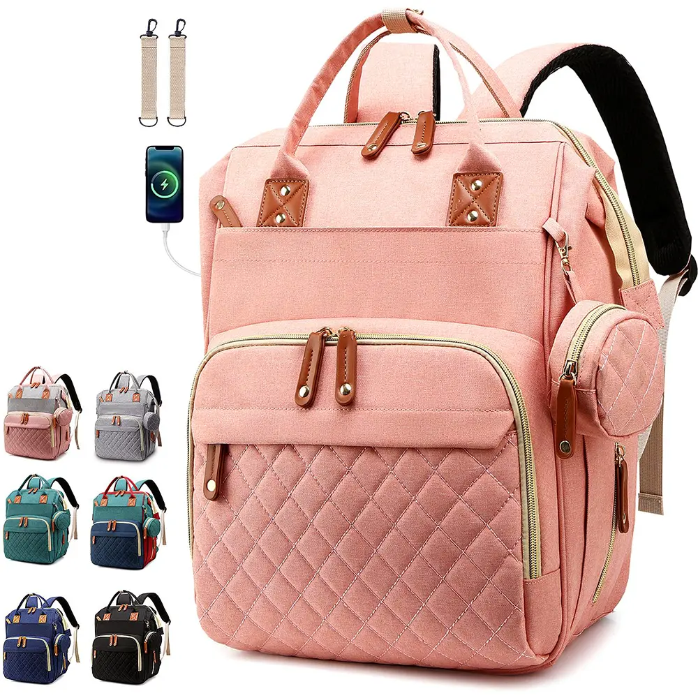 Moms Baby Bag, Multifunction Diaper Bag Backpack for Moms Dads with USB Charging Port, Baby Shower Gifts, Large Capacity diaper backpack Foldable Diaper Bag