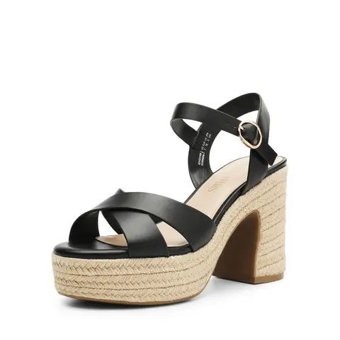 DREAM PAIRS Women's Elegant Vegan Leather Open Toe Buckle Espadrille Chunky Block Heel Platform Sandals - Breathable Shoes for Women, Casual Summer Beach Day Footwear