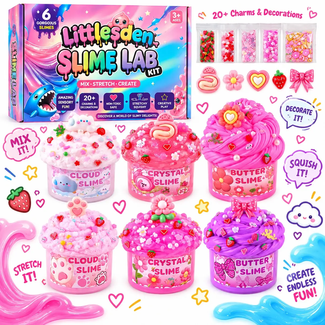 6 Packs Halloween Fall Gift 100ml Gradient Slime Kit for Kids - Cloud, Butter, Clear, Crunchy Slime for Kids with Various Add-ins, Non Sticky Party Favors for Girls and Boys