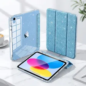 Glitter TPU Case for iPad 11th Gen 11" 2025 & 10th Gen 10.9" 2022 – Clear Shiny Back Shell with Pencil Holder, Auto Wake Sleep Function, Protective Tablet Case Accessories(Tablet not included)