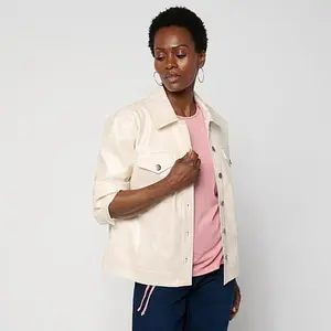 Colleen Lopez Pearlized Faux Leather Jacket