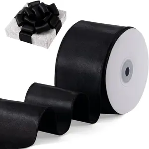 Black Satin Wired Ribbon 2.5 Inch X 20 Yards Black Wired Ribbon for Gift Wrapping Christmas Tree Decoration Bows Making Wreath DIY Crafts  Decor and Home Decor