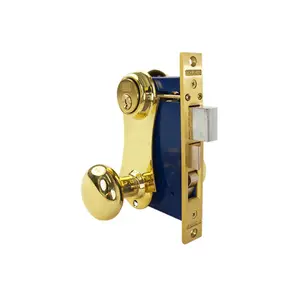Marks USA 21AC Ornamental Iron Unilock Doorknob Mortise Lockset - Door Security Lock, 2.5 in Backset, 5-Pin Cylinder, Double Cylinder, Bright Brass