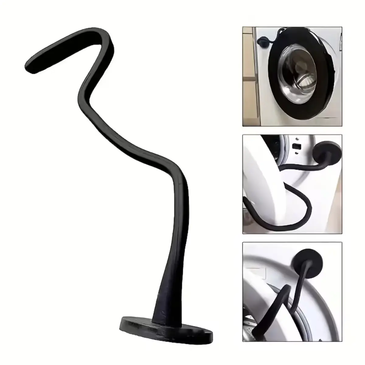 Flexible silicone washer and dryer door support - Heavy-duty sturdy bracket with drop-proof design, flexible and with locking mechanism, suitable for front-loading washer and dryer, controls odors, requires no power, durable appliance accessory.