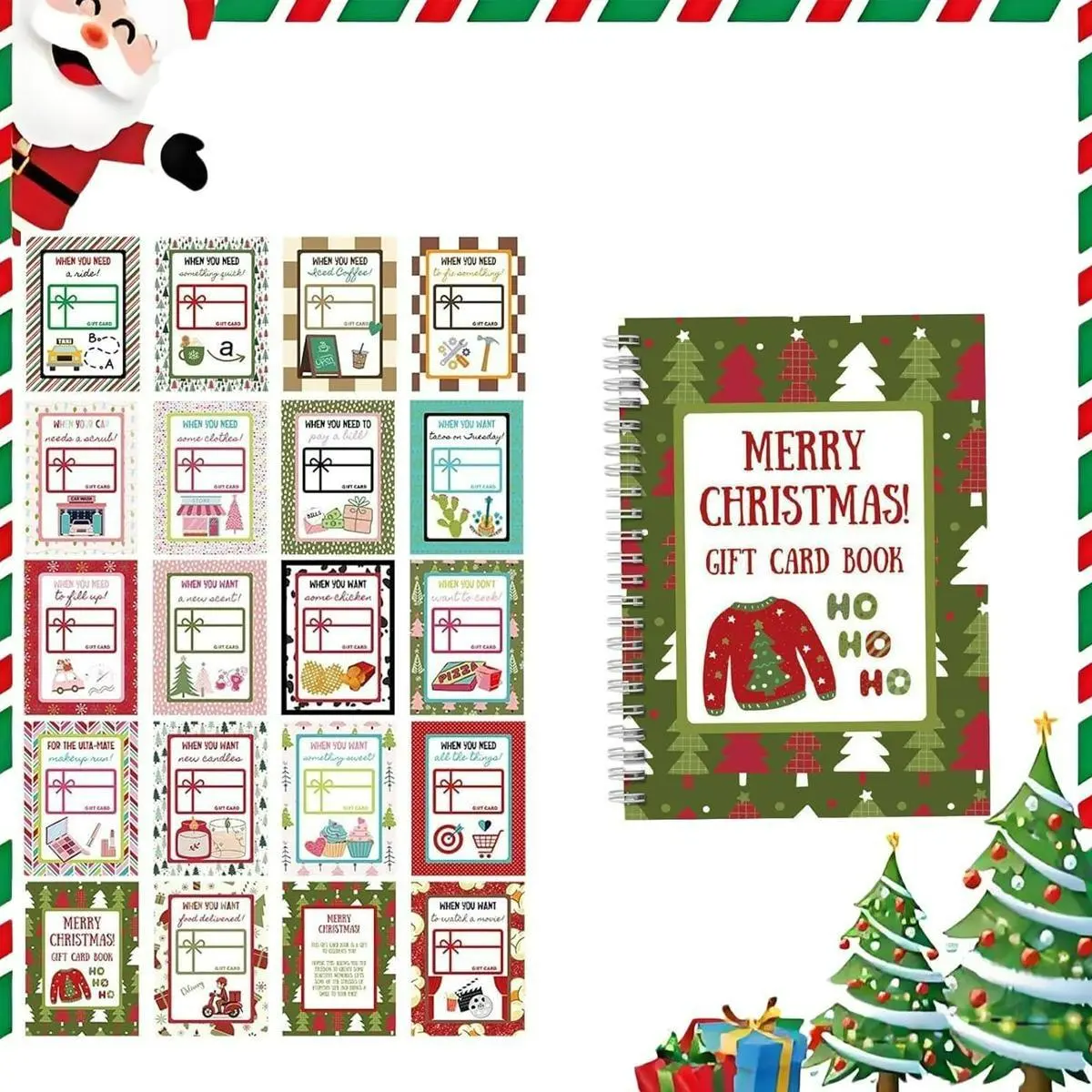 Personalized DIY Christmas Surprise Card Book, Spiral Bound Holiday Gift, Creative Stocking Stuffer for Family & Friends
