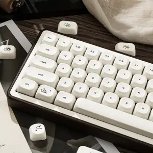 Minimalist Style Custom White Cat Keycaps set，124-Key Cute Cat PBT Dye-Sub Keycaps， MOA Profile for Cherry MX/Gateron Mechanical Keyboards tiktokshopspringglowup.