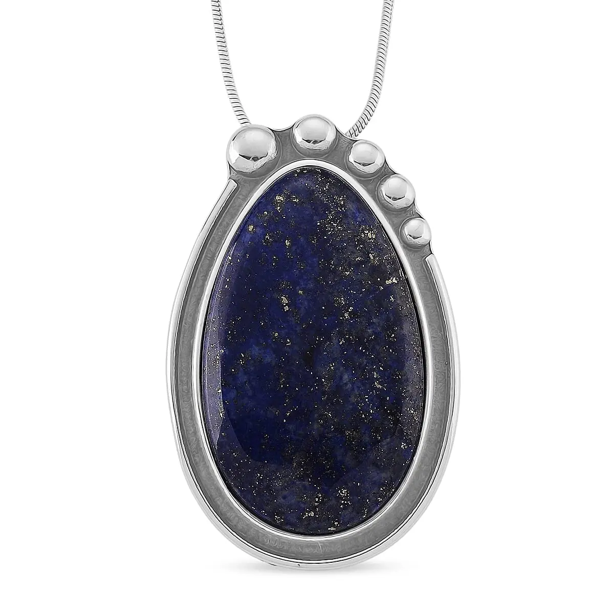 Blue Imperial Jasper 50.00 ctw Necklace in Stainless Steel 24 Inches