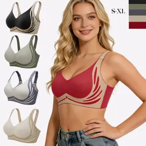 5PCS of women's colorful patchwork adjustable strap wireless bras, soft, comfortable, breathable, and suitable for all seasons. Minimalist style, basic casual everyday wear.
