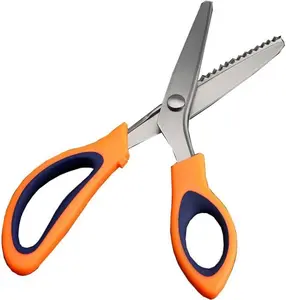 Pinking Shears for Fabric , 9 Inch Zig Zag , Professional Sewing Pinking Shears with Crinkle Edge, Scrapbook  (Orange), SE003