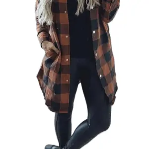 On The Go Plaid Turn-down Collar Shacket W/Pockets