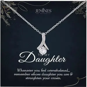 Daughter Linked Hearts Necklace with Message Card, Meaningful Stepdaughter Gift for Birthday or Special Family Celebrations