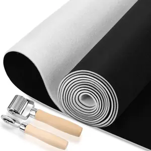 Black Suede Headliner Fabric 125" L x 60" W with Foam Backing, with Seam Roller Tool, Auto Roof Liner Replacement Material for Car Truck SUV RV