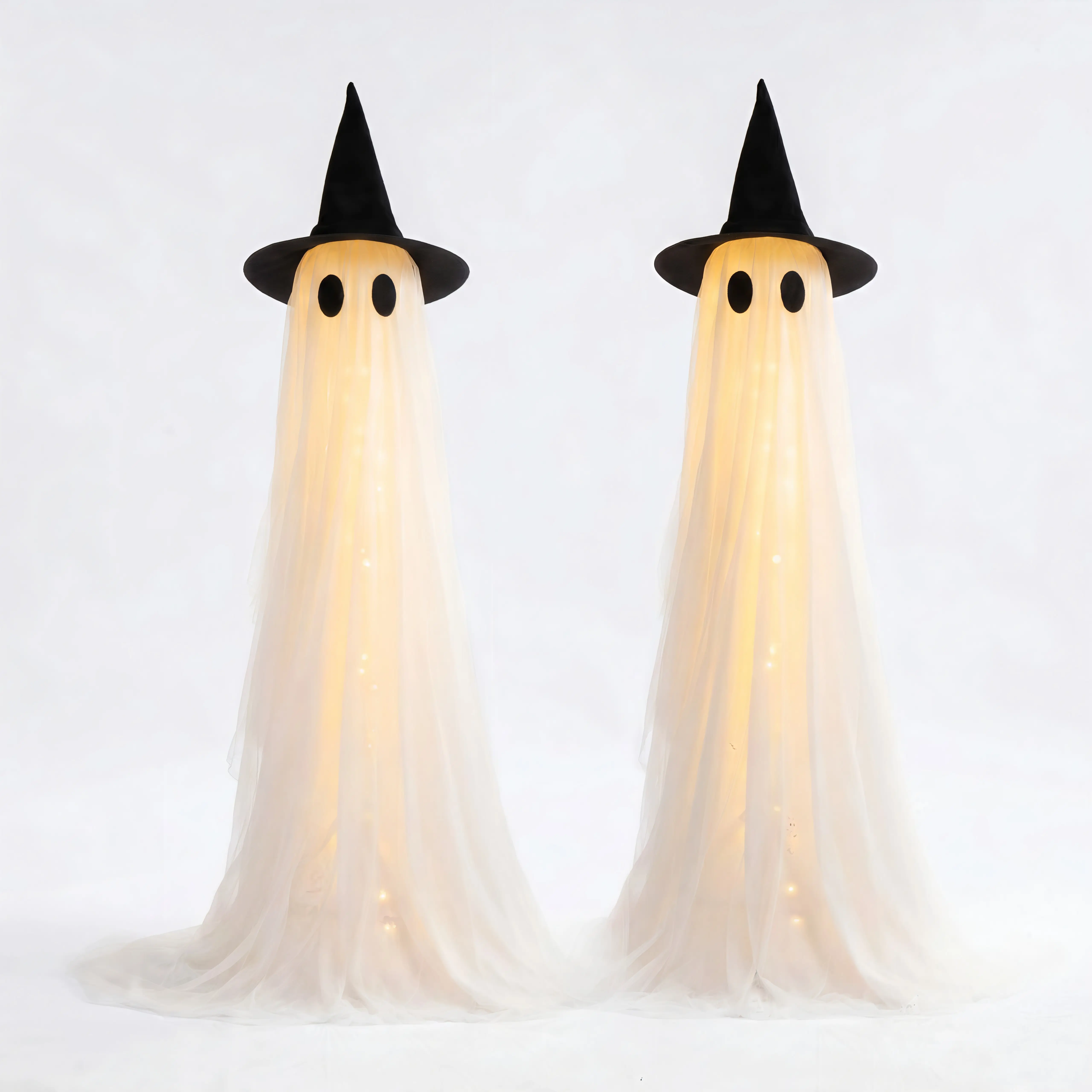 2 Packs Halloween Decorations Outdoor, 5ft DIY Halloween Decorations Indoor Party, Spooky Outdoor Ghost Decor With Remote Control String Lights, Halloween Ghost Lights For Porches Yards Gardens Lawn  Remote-Controlled Spooky Ghost Decor Ornaments