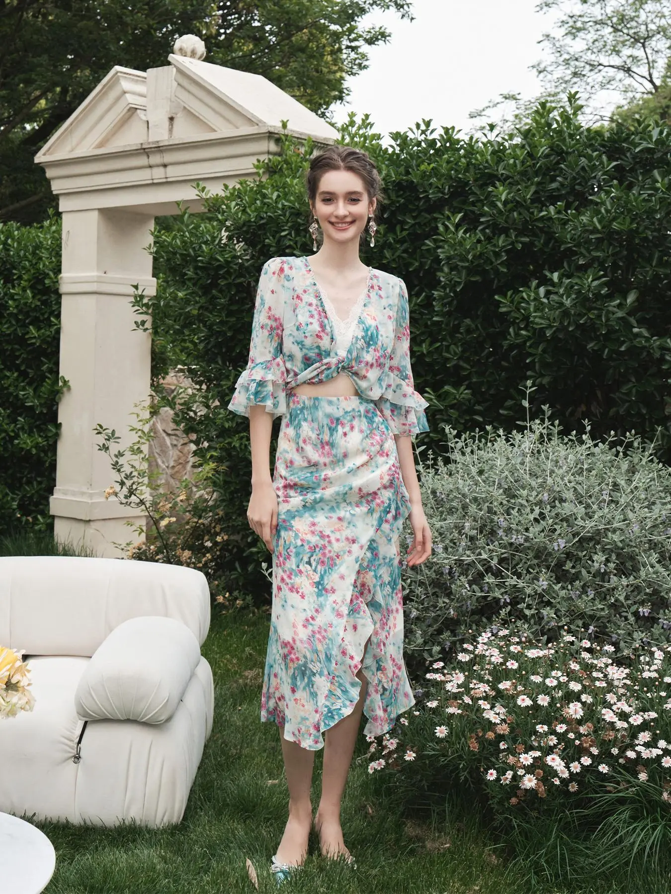 Vintage floral midriff dress