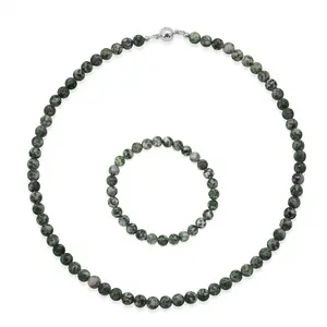 Beaded Stretch Bracelet and Necklace 18 Inches in Sterling Silver