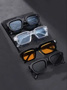 4 Piece Retro Small Frame Trendy Vintage Sunglasses for Men and Women, Stylish Uv100 Protection for Outdoors, Parties, Travel and Fishing