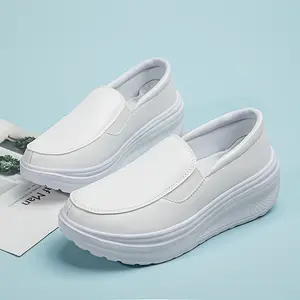 Women's Wedge-on Business Casual Shoes, Solid Color Low Top Platform Shoes, Casual Walking Shoes, Solid Color Sneaker, Classic Rocking Shoes, Eva Shoe Sole, One Pedal Shoes