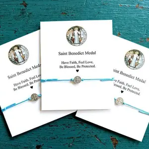 Saint Benedict Medal - Faith Love Protection Bracelet with Blue Cord and Medallion for Blessings and Protection