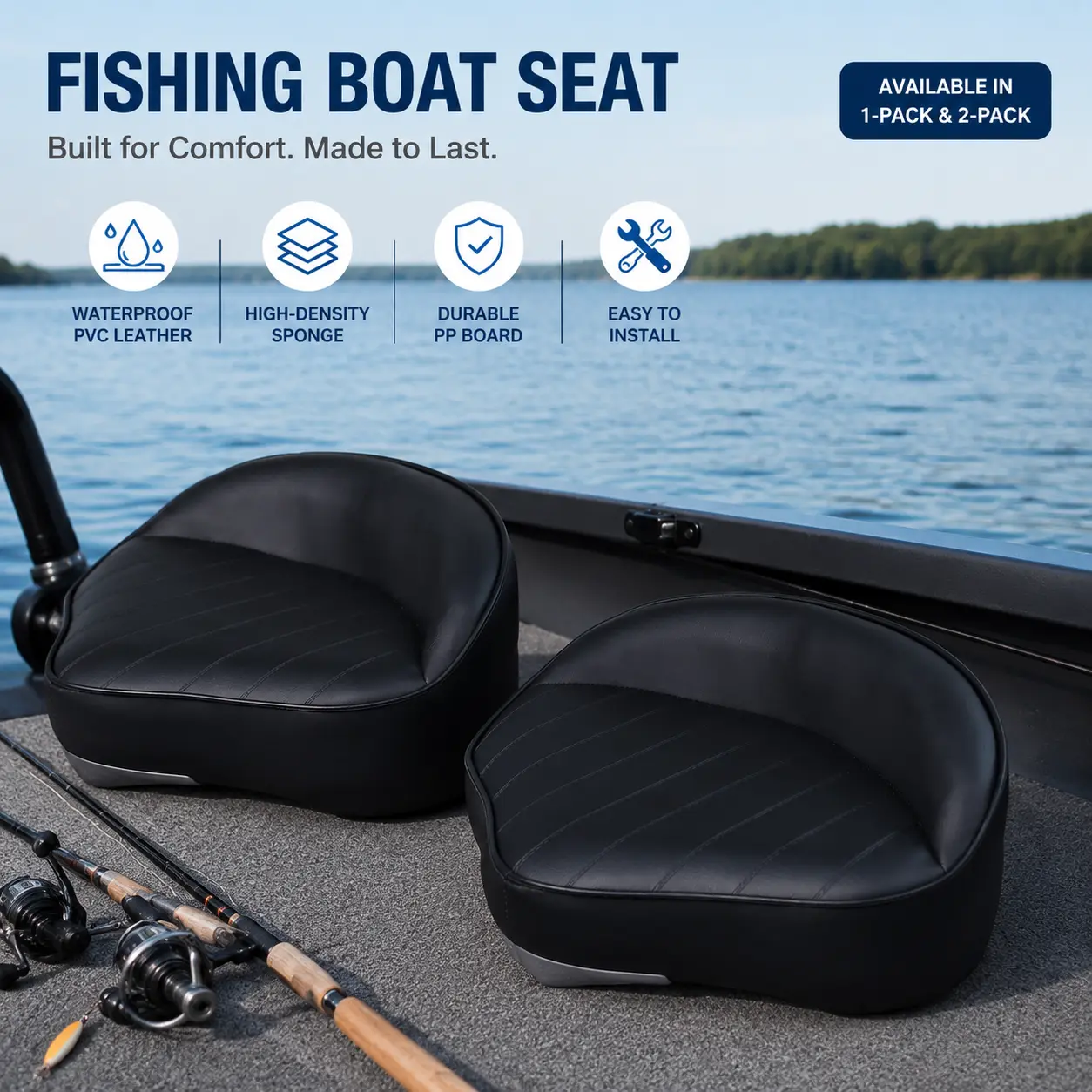 Casting Boat Seat, Outdoor Sun-Proof Canvas Fishing Chair, Fishing Boat Seat, Lure Boat Stern Triangle Chair, Pro Casting Deck Seat, Marine Seat with High-Density High-Elasticity Sponge, UV-Resistant for Sightseeing Boat Speedboat