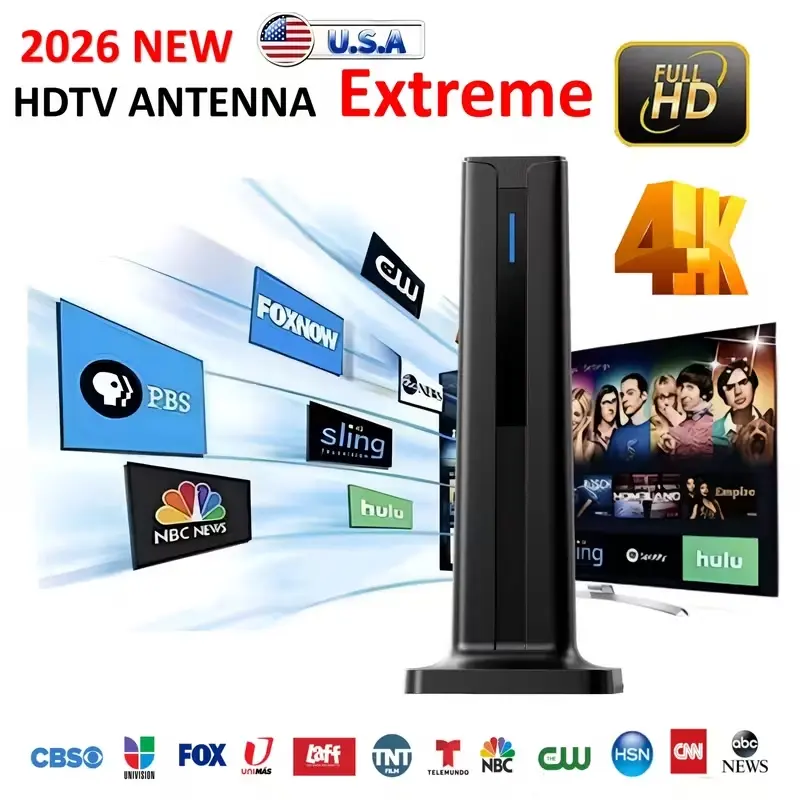 Digital TV Antenna for Smart TV Indoor,2026 New Full HD TV Antenna with Extreme Performance 3M Stick Base, 360°&Extreme Long Range Reception HDTV Antenna for Local Channels, Easy Installation Antennas for TVs Without Cable